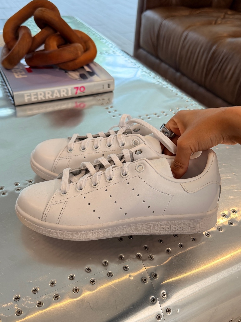 adidas White Leather Low-Top Sneakers
